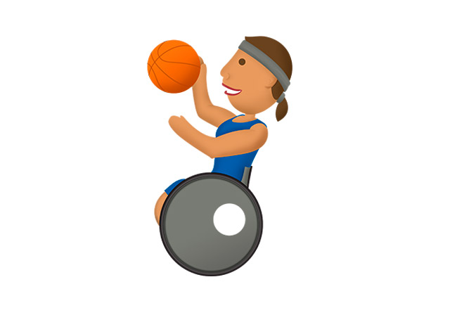Emojis de paratleta jogando basquete
