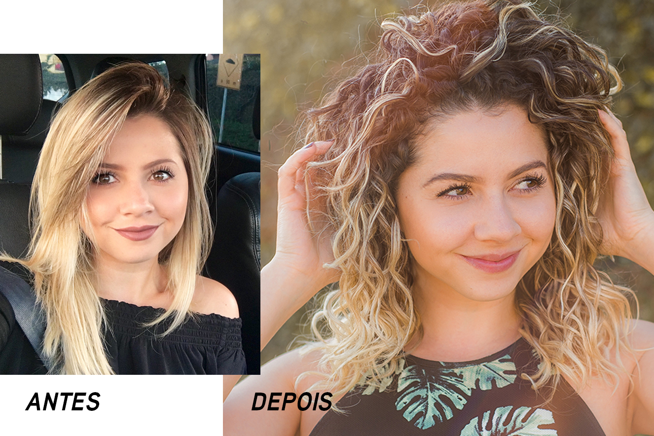 Antes e depois de Juliana Santos com transição capilar
