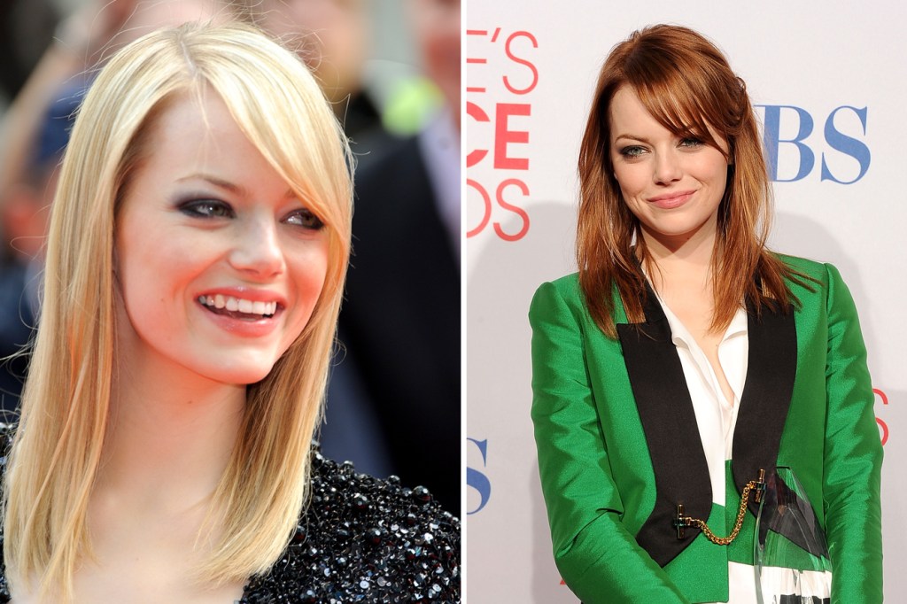 Antes e depois do cabelo de Emma Stone