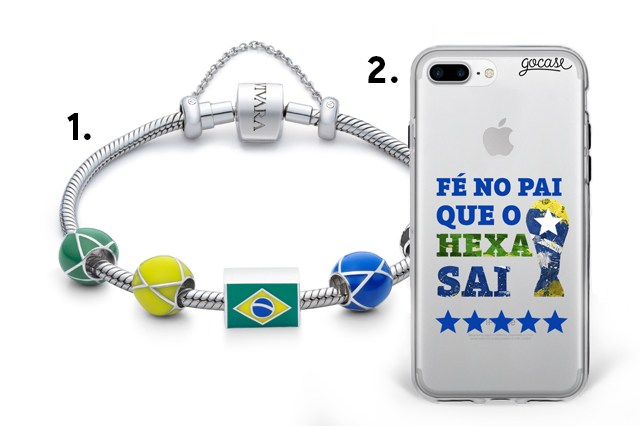 Pulseira Vivara com berloques para Copa do Mundo e case de celular