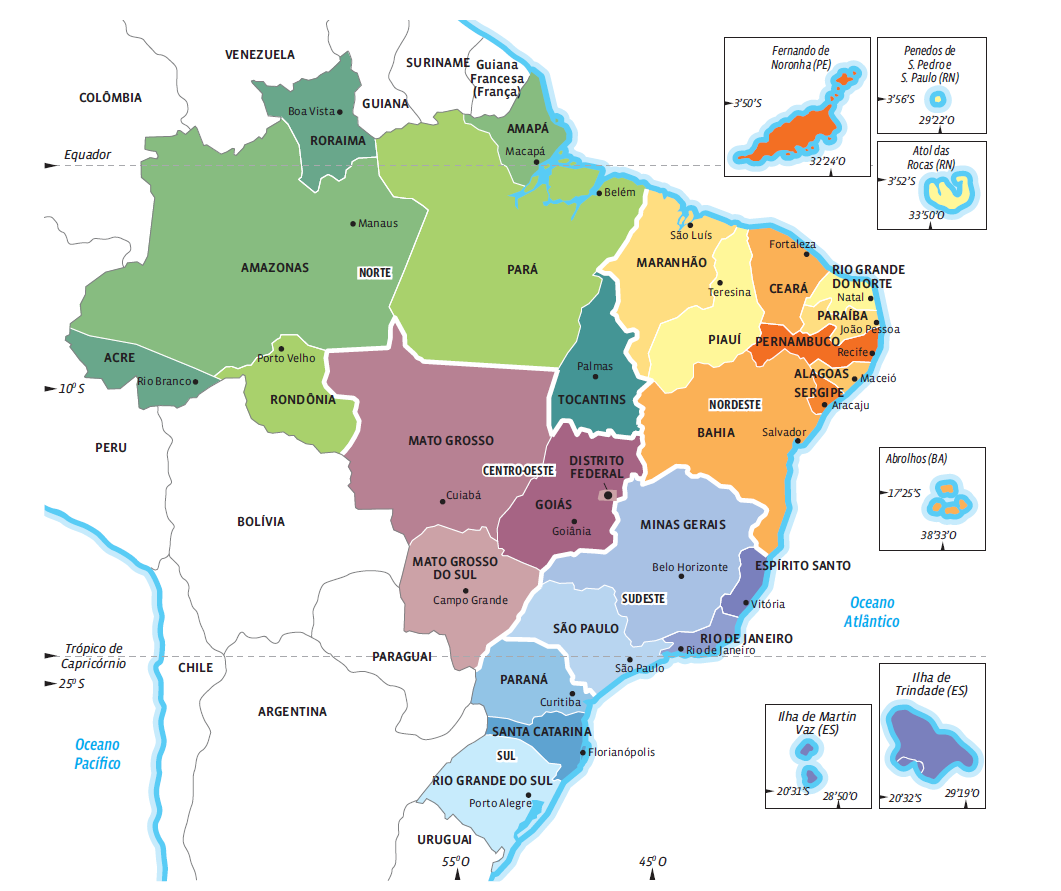 Atlas - Brasil: As cinco regiões brasileiras em fatos e números - Guia do  Estudante