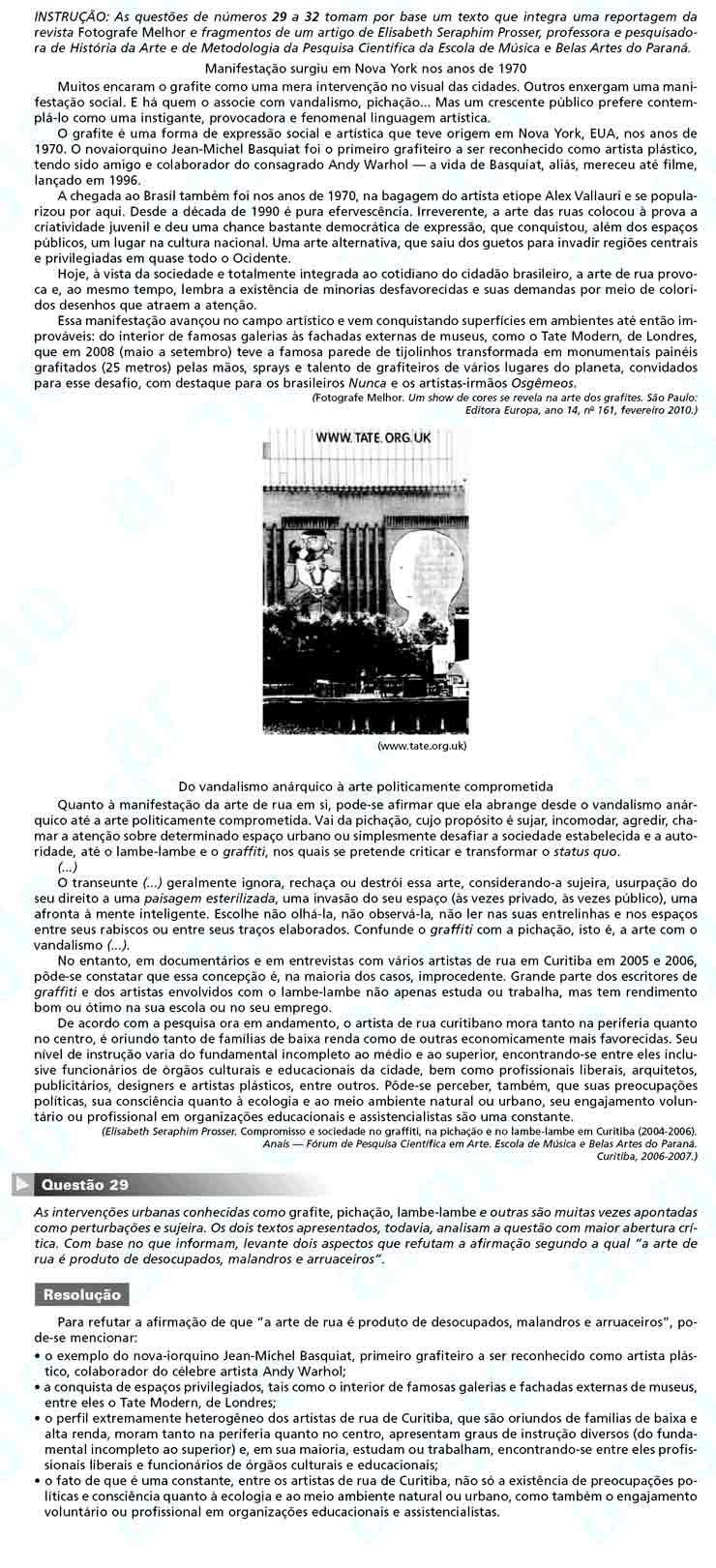 Unesp 2011 – segunda fase: Questão 29 – Linguagens e Códigos