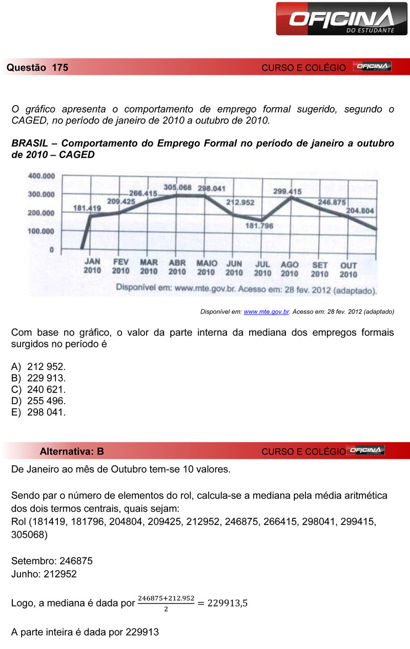 Enem 2012: corre&ccedil;&atilde;o da quest&atilde;o 175