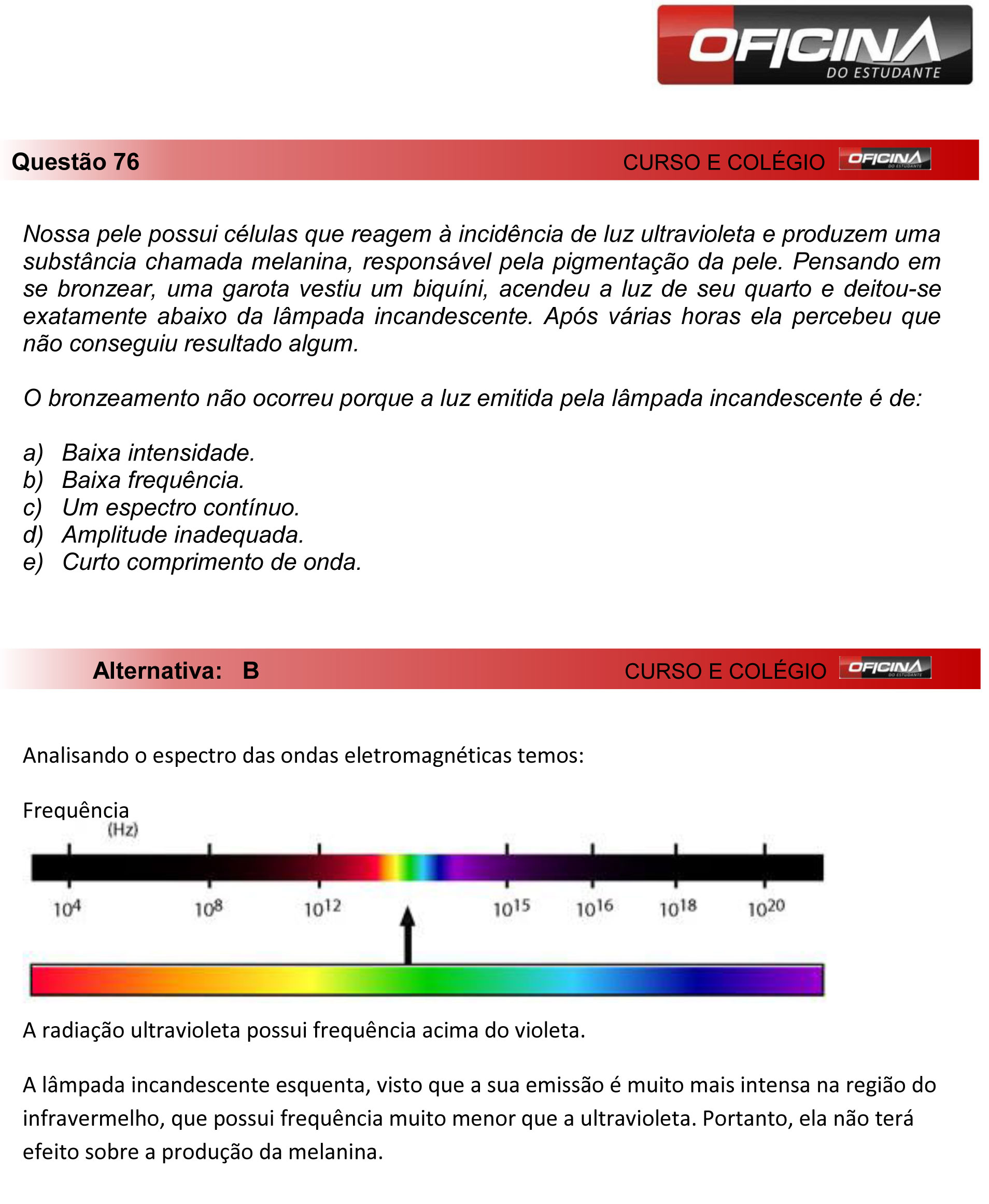 Enem 2012: corre&ccedil;&atilde;o da quest&atilde;o 76