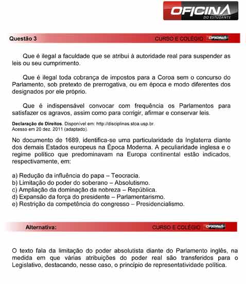 Enem 2012: corre&ccedil;&atilde;o da quest&atilde;o 3