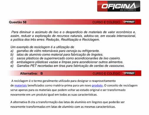 Enem 2012: corre&ccedil;&atilde;o da quest&atilde;o 58