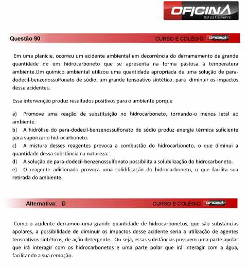 Enem 2012: corre&ccedil;&atilde;o da quest&atilde;o 90