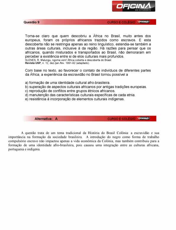Enem 2012: corre&ccedil;&atilde;o da quest&atilde;o 9