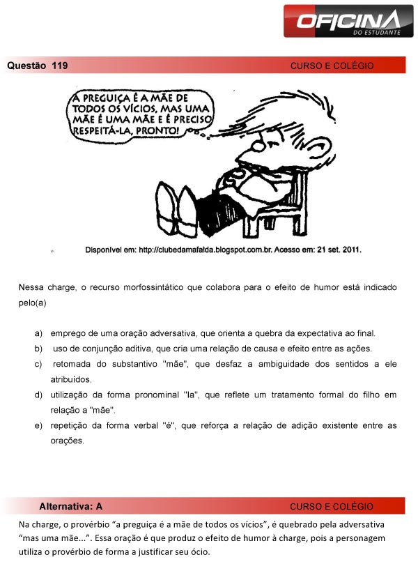 Enem 2013 &ndash; Corre&ccedil;&atilde;o da quest&atilde;o  119- Linguagens e C&oacute;digos