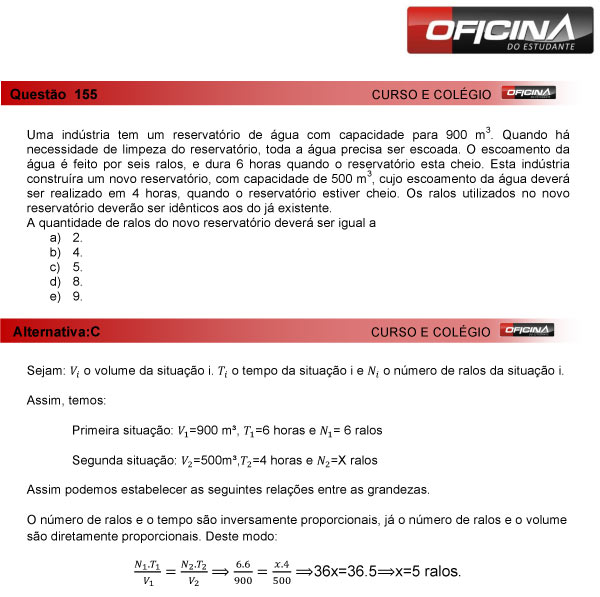 Enem 2013 &ndash; Corre&ccedil;&atilde;o da quest&atilde;o 155 &ndash; Matem&aacute;tica