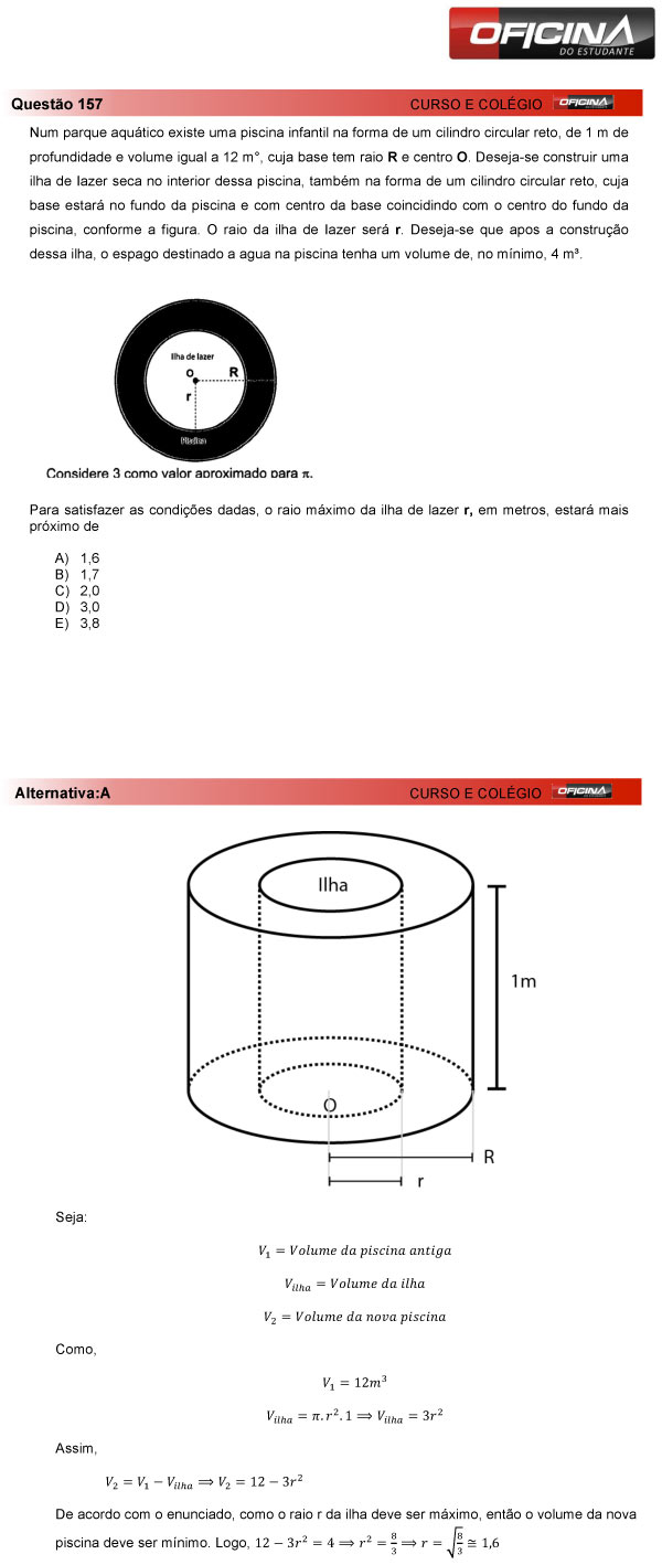Enem 2013 &ndash; Corre&ccedil;&atilde;o da quest&atilde;o 157 &ndash; Matem&aacute;tica