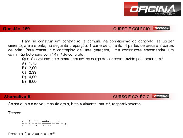Enem 2013 &ndash; Corre&ccedil;&atilde;o da quest&atilde;o 159 &ndash; Matem&aacute;tica