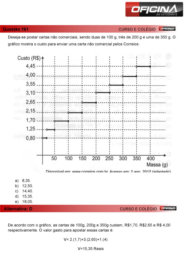 Enem 2013 &ndash; Corre&ccedil;&atilde;o da quest&atilde;o 161 &ndash; Matem&aacute;tica