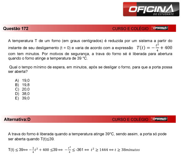 Enem 2013 &ndash; Corre&ccedil;&atilde;o da quest&atilde;o 172 &ndash; Matem&aacute;tica