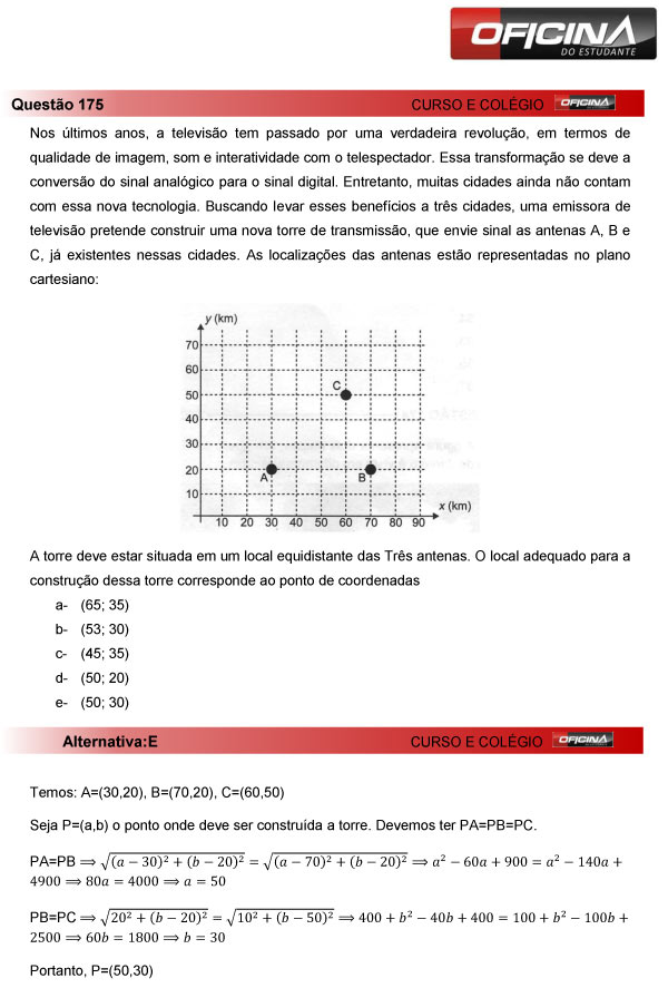 Enem 2013 &ndash; Corre&ccedil;&atilde;o da quest&atilde;o 175 &ndash; Matem&aacute;tica