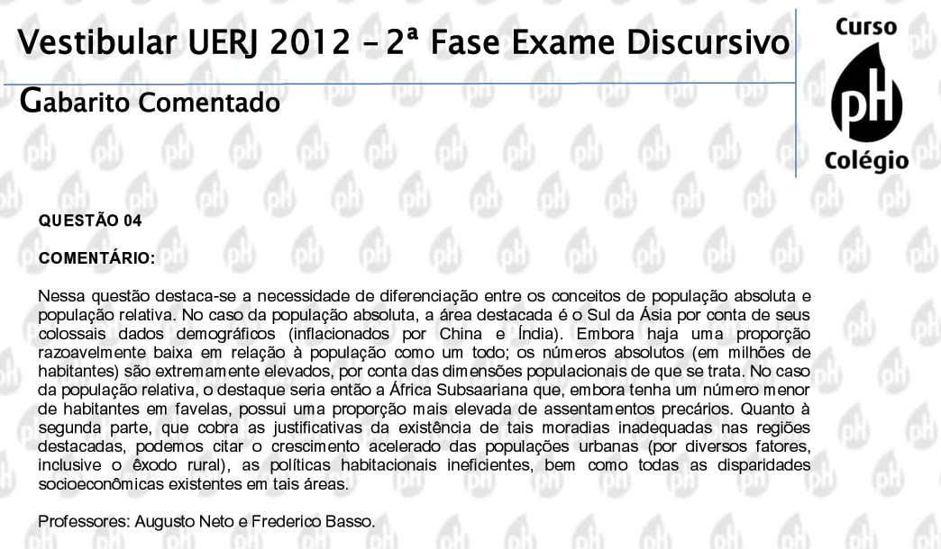 Uerj 2012 &ndash; Geografia (quest&atilde;o 4)