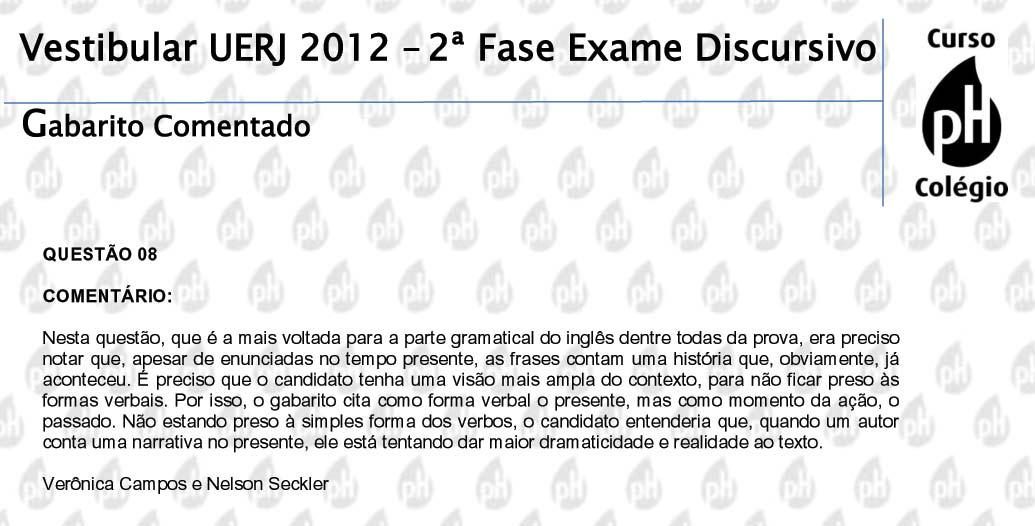 Uerj 2012 &ndash; Ingl&ecirc;s (quest&atilde;o 8)