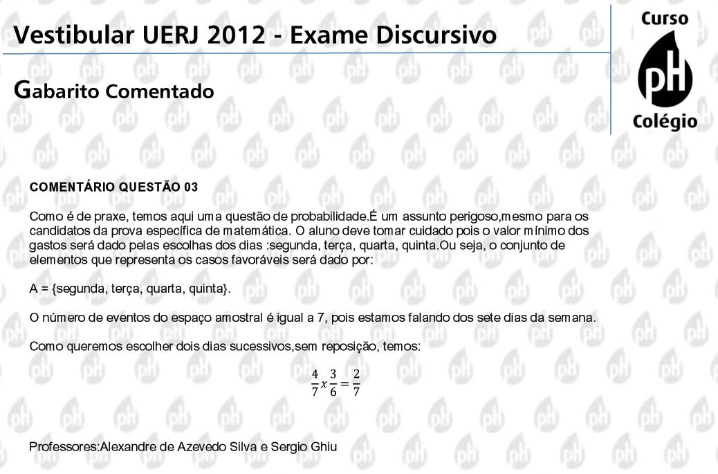 Uerj 2012 &ndash; Matem&aacute;tica (quest&atilde;o 3)