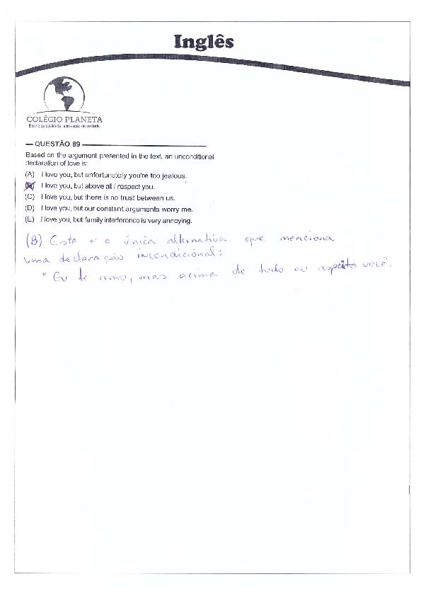 UFG 2011: Quest&atilde;o 89 (ingl&ecirc;s) &ndash; Primeira fase &ndash; prova tipo 3