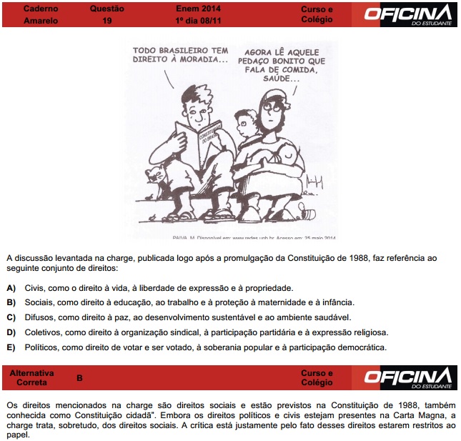 Enem 2014: corre&ccedil;&atilde;o da quest&atilde;o 19