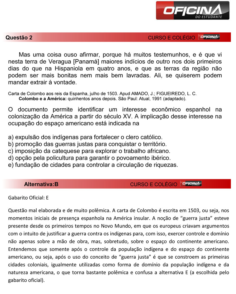 Veja coment&aacute;rio sobre a quest&atilde;o 2 do Enem 2012