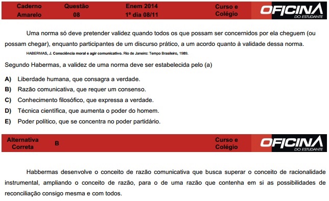 Enem 2014: corre&ccedil;&atilde;o da quest&atilde;o 8
