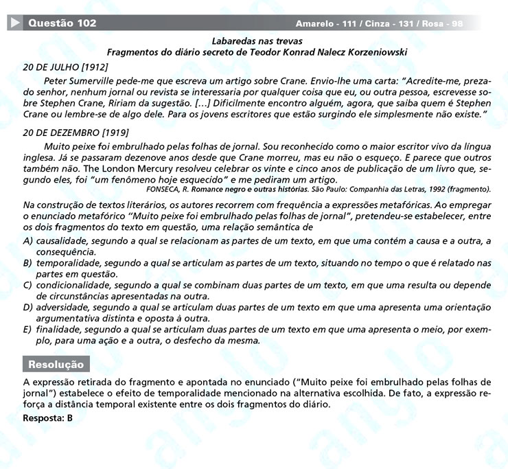 Enem 2012: corre&ccedil;&atilde;o da quest&atilde;o 111