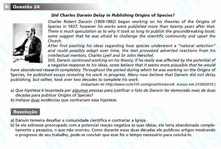 Unicamp 2011 – segunda fase: Questão 24 – Inglês