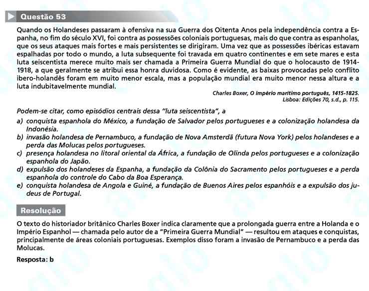 FUVEST 2011 &ndash; Primeira Fase &ndash; Quest&atilde;o 53