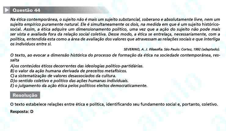 Enem 2010: Quest&atilde;o 44 &ndash; Ci&ecirc;ncias Humanas (prova azul)