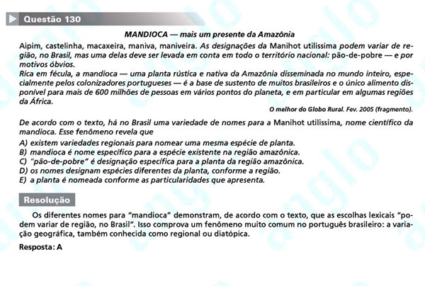 Enem 2011: Quest&atilde;o 130 &ndash; Linguagens e C&oacute;digos (prova amarela)