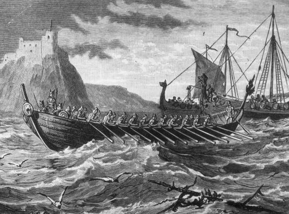 Ilustração dos vikings invadindo a Inglaterra, aproximadamente no ano 900 (Foto: Getty Images)