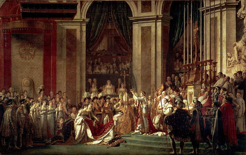 Para Napoleão, nem o papa era digno de colocar a coroa sobre a sua cabeça (Foto: "A coroação de Napoleão Bonaparte", por Jacques-Louis David/Wikimedia Commons)
