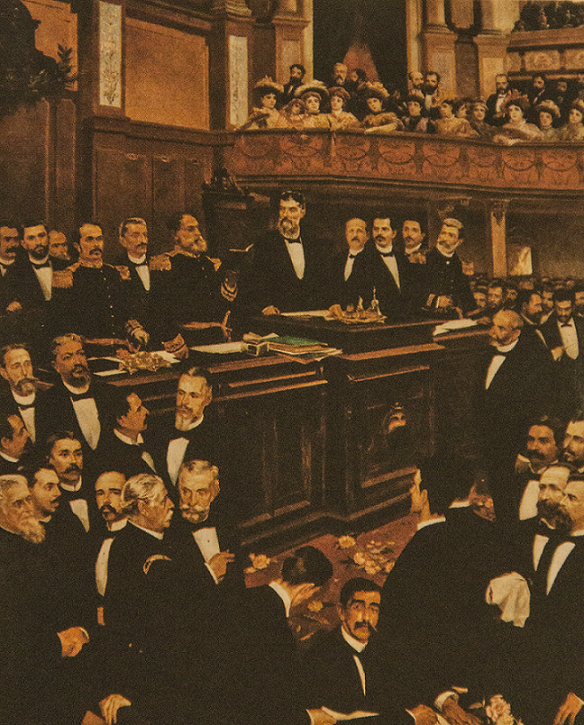 Prudente de Morais, em pé, no centro, foi o primeiro presidente civil do país (foto: reprodução/Museu da República)