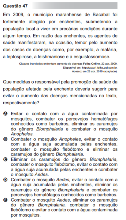 Questões ENEM 2010 sobre Biologia